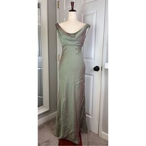 Vintage Betsy & Adam by Linda Bernell Cowl Neck Green Gown